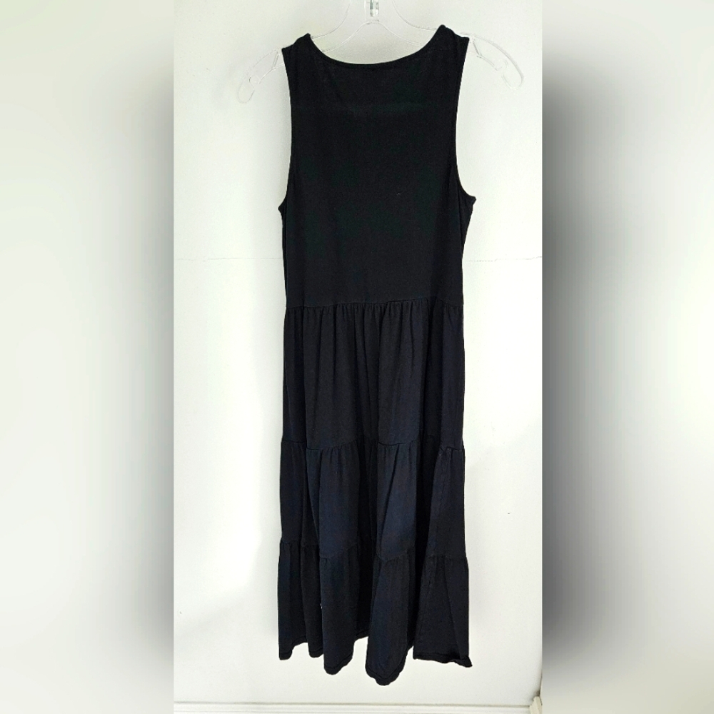 J. Crew Black Tiered Summer Midi Dress